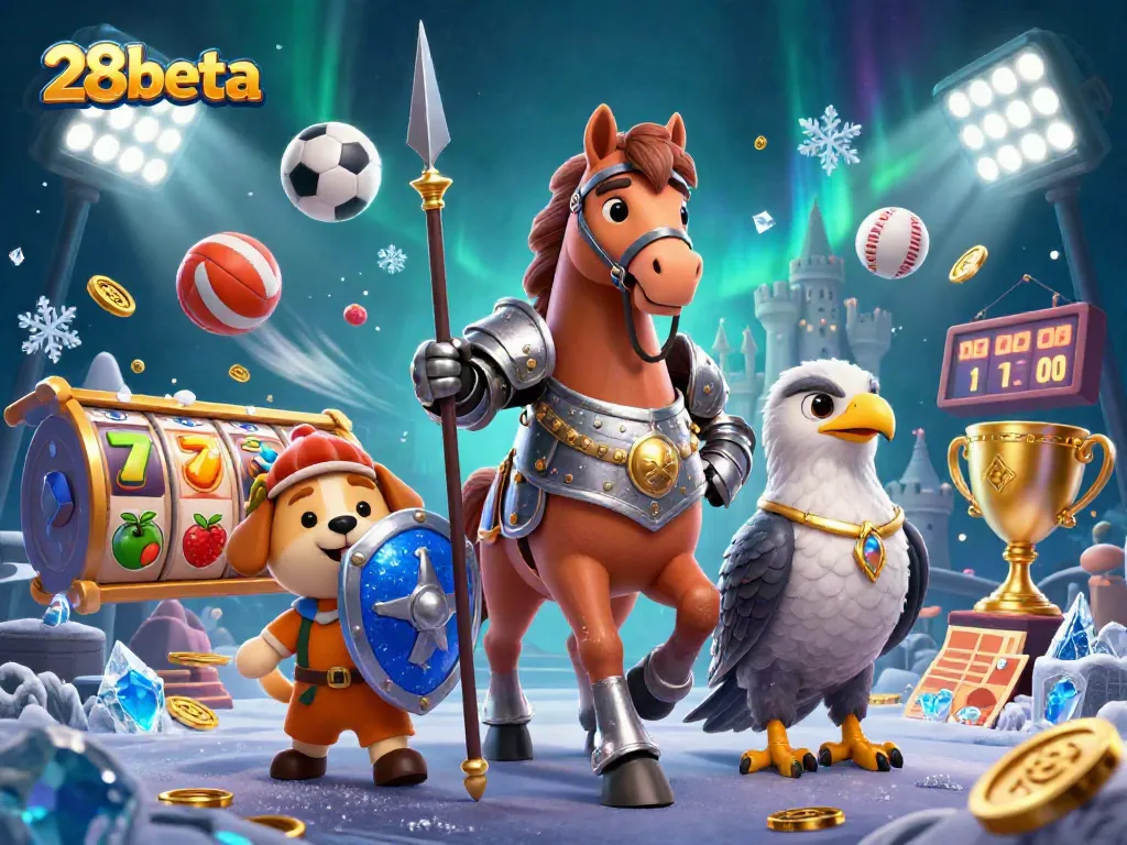 Experience the thrill of slots and jackpots at 28beta with dynamic gaming elements and cartoon characters.