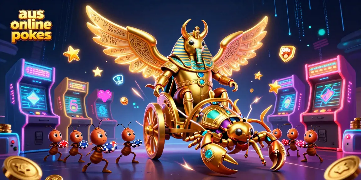 Experience thrilling gameplay with aus online pokies in a vibrant 3D illustration depicting excitement and rich casino elements.