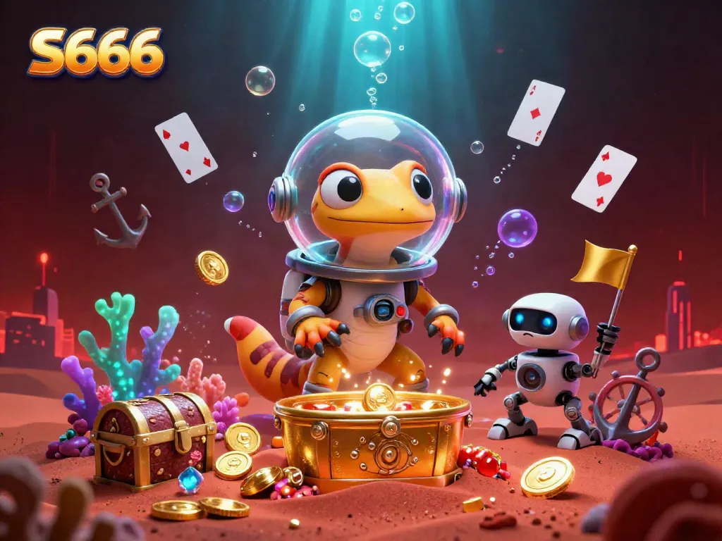 Experience thrilling gaming with S666 in a vibrant 3D digital casino environment.