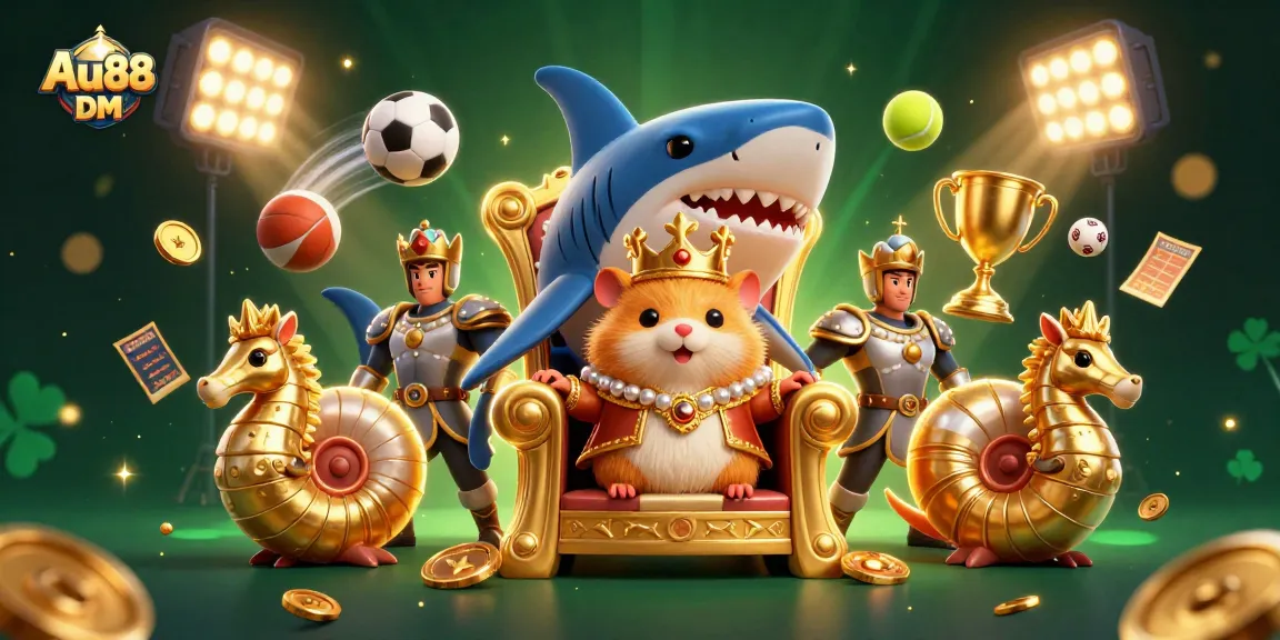 Engage with dynamic sports betting action at Au88 DM with lively characters and vibrant casino elements.