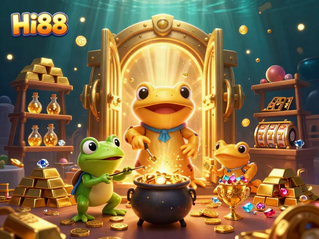 Join the excitement with Hi88 as the golden salamander alchemist transforms fortunes in this vibrant casino scene.