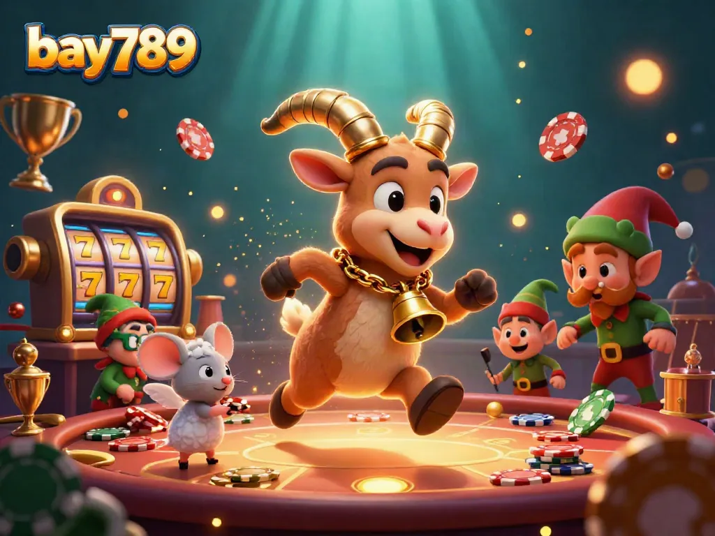 Experience bay789's captivating holiday-horror casino scene with playful characters and thrilling games.