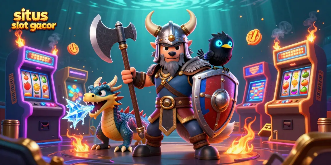 Engage with situs slot gacor through a vibrant 3D casino illustration, showcasing thrilling slot game elements.
