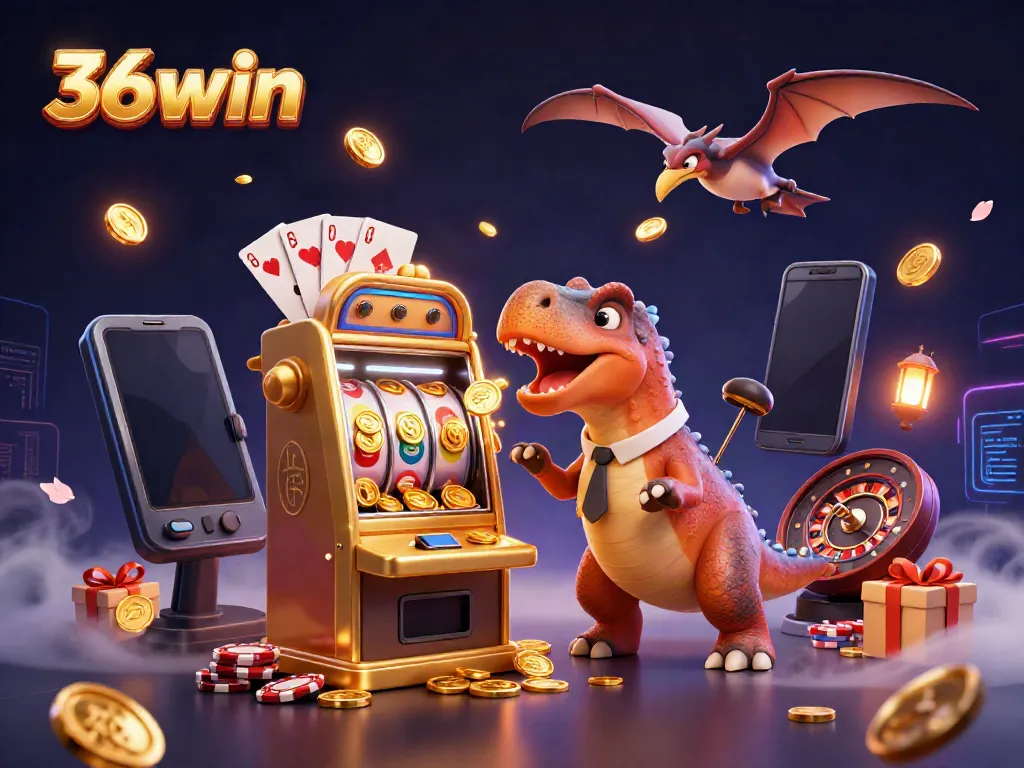 Watch 36win's pachycephalosaurus winning jackpots at an electrifying casino scene.
