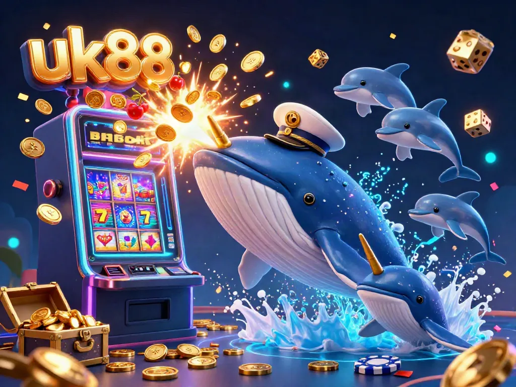 Experience the vibrant chaos of uk88's winnings with playful creatures amidst a jackpot scene.