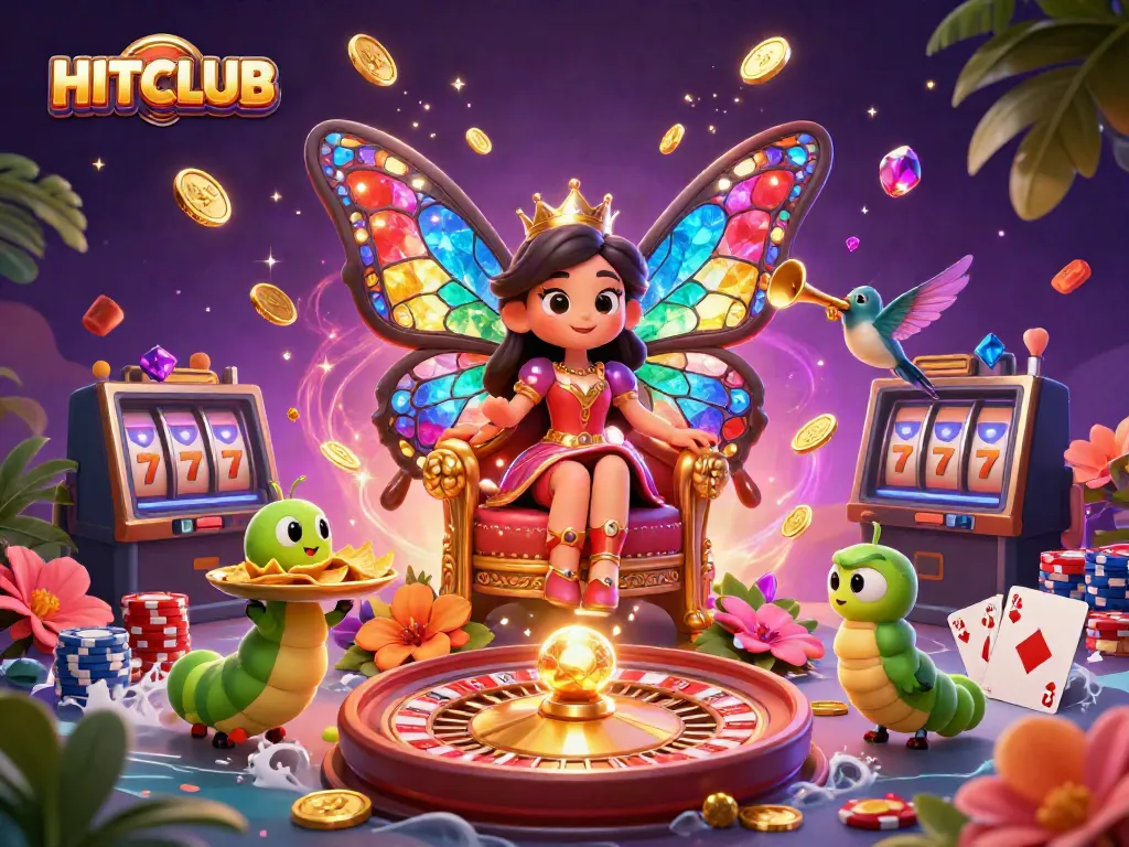 Experience excitement with HITCLUB's vibrant casino illustration featuring games and dynamic elements.
