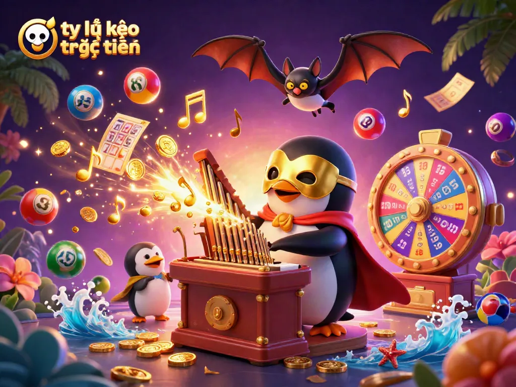 Experience thrill with tỷ lệ kèo trực tuyến as our penguin plays a breathtaking organ in a dazzling casino scene.