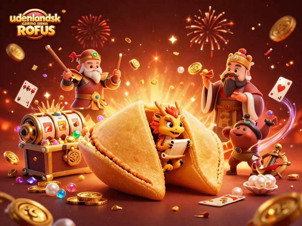 Experience excitement at udenlandsk casino uden ROFUS with a lively 3D illustration of fortune and adventure.