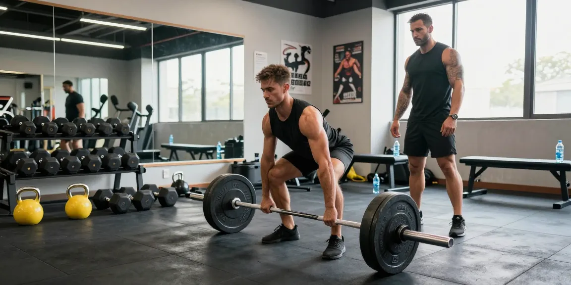 Anabolika Shop Deutschland: Bodybuilder beim Training im modernen Fitnessstudio, motivierende Umgebung.