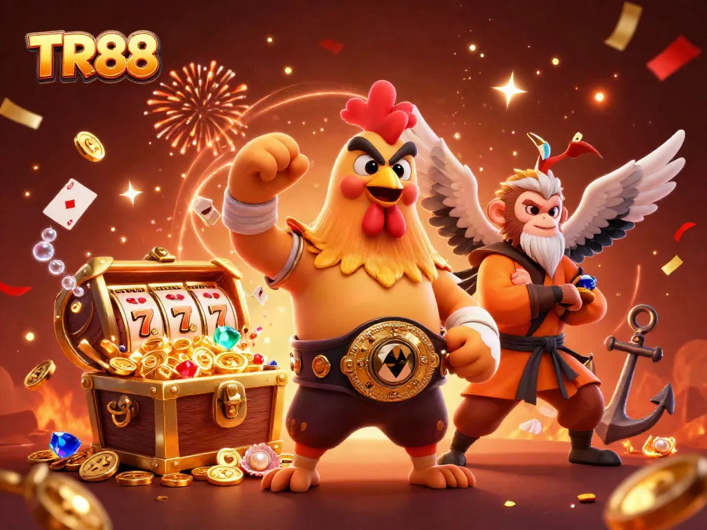 Join the excitement at TR88 with vibrant characters immersed in dynamic casino action and rewards.