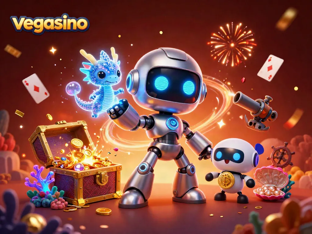 Experience thrilling gaming with vegasino featuring exciting characters in a vibrant casino setting.