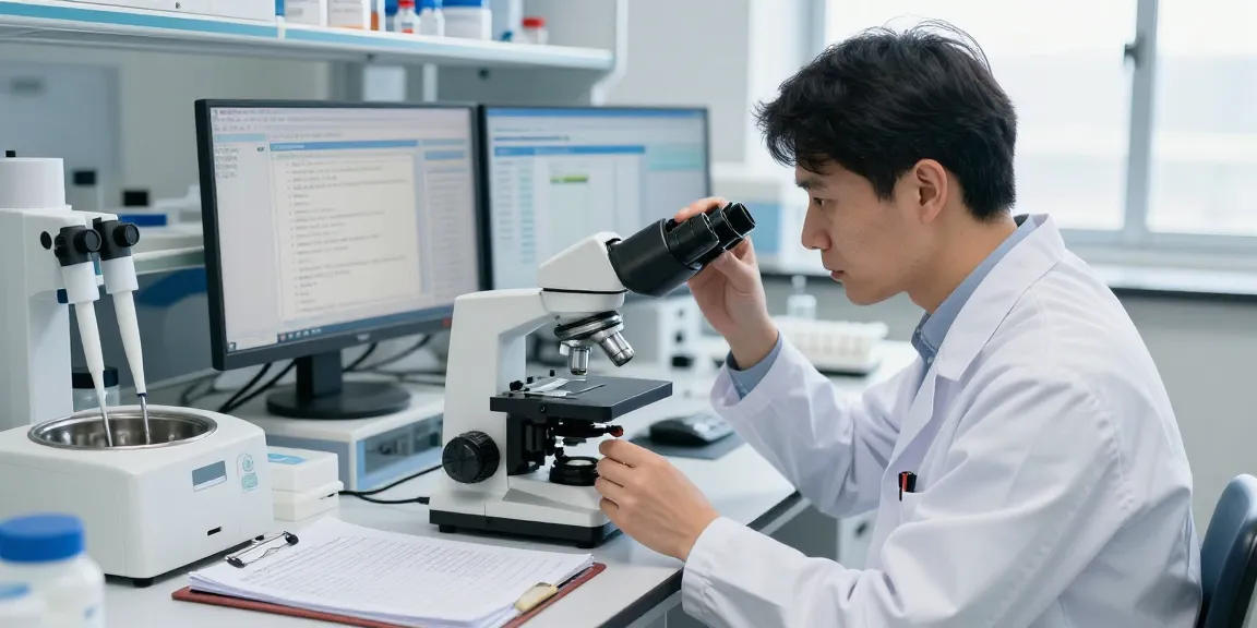 BPC 157 Canada research scientist analyzing peptide vial in modern lab setting.