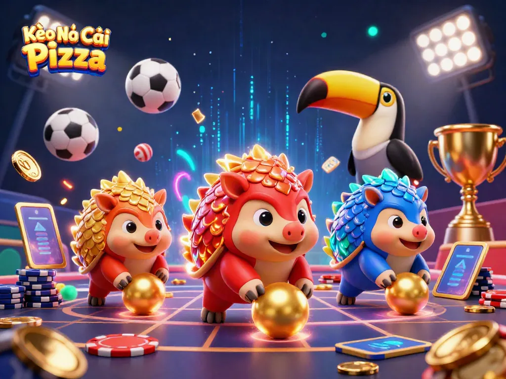 Kèo Nhà Cái Pizza showcases thrilling pangolin rivals rolling through chips in an action-packed scene.
