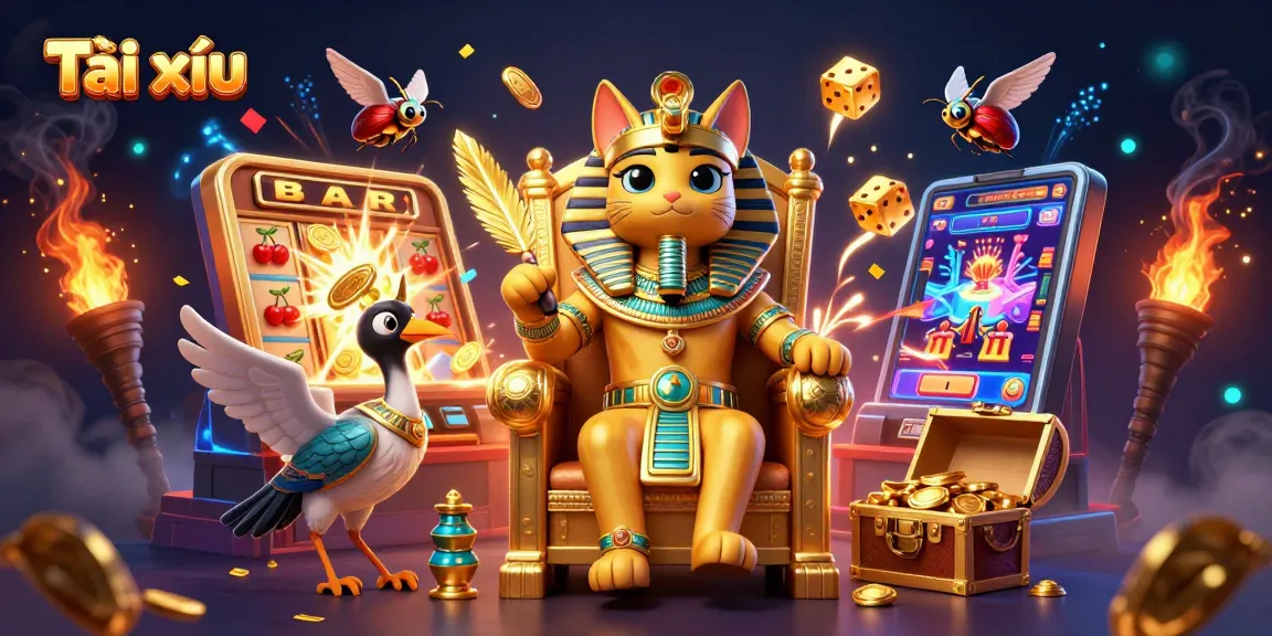 Engage in thrilling Tài xỉu gameplay with vibrant casino elements and dynamic characters.
