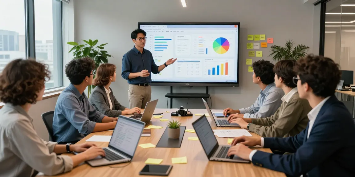 SEO Unterstützung in einem modernen Büro mit einem Team, das an Strategien und Analysen zusammenarbeitet.