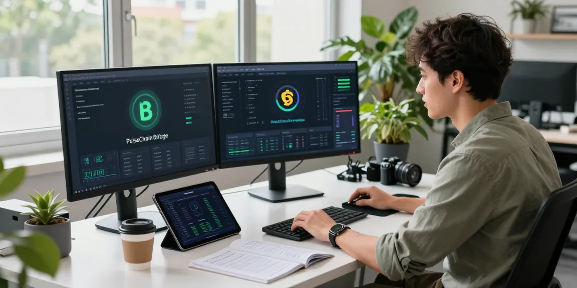 Using the PulseChain Bridge to transfer tokens in a modern tech workspace