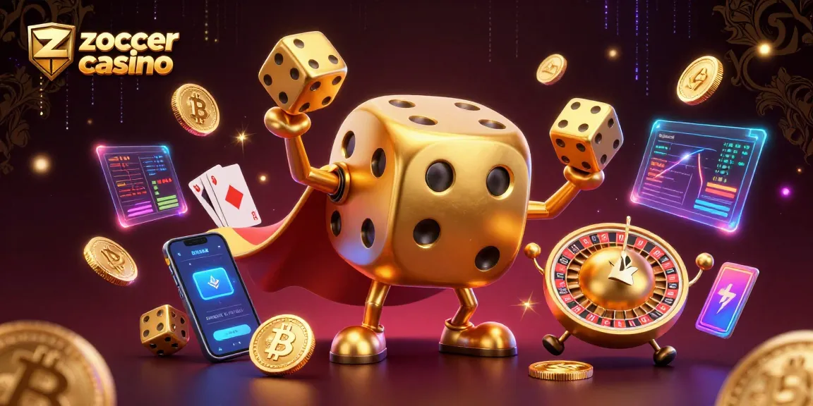 Experience thrilling gambling action at Zoccer Casino with vibrant 3D digital artwork.