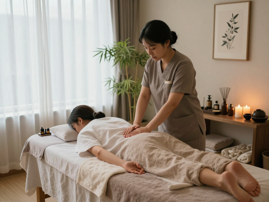 Relaxing 인천출장안마 massage therapy session in a serene spa environment