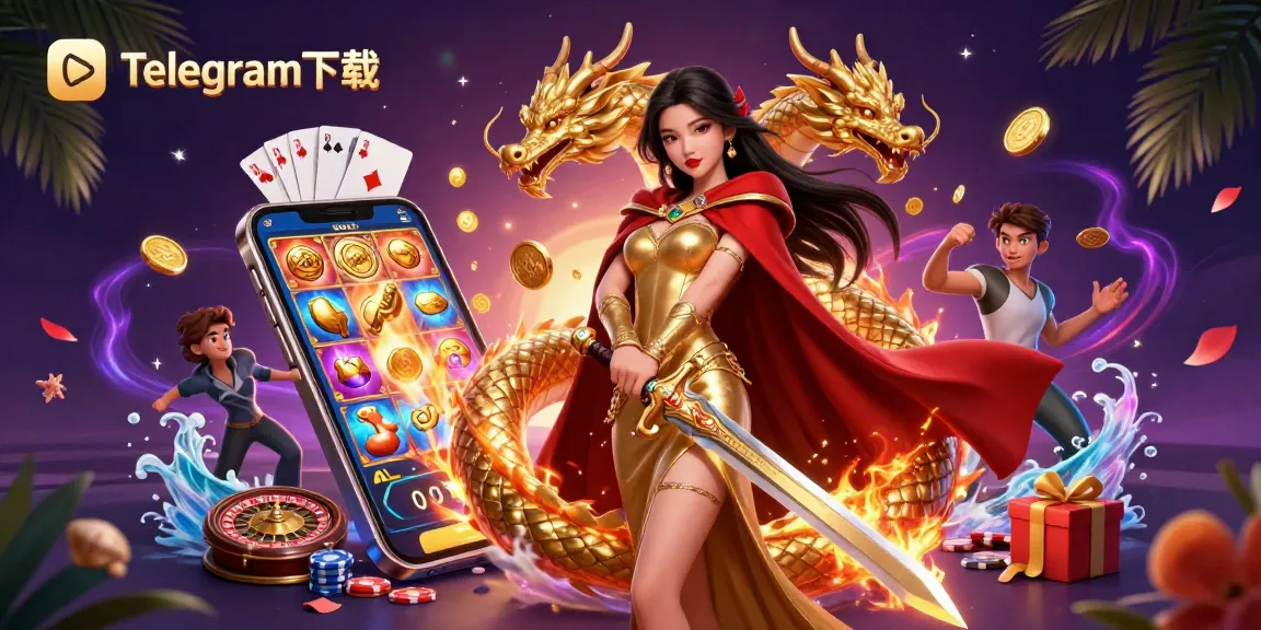 通过令人兴奋的Telegram下载手机老虎机赢取奖励,展示一位拥有财富与命运的女战士。