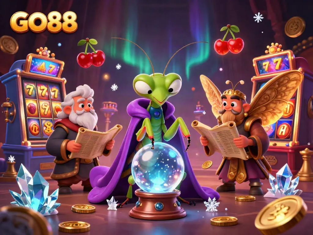 Experience fortune-telling with GO88 slots and sparkling symbols in a mystical 3D scene.