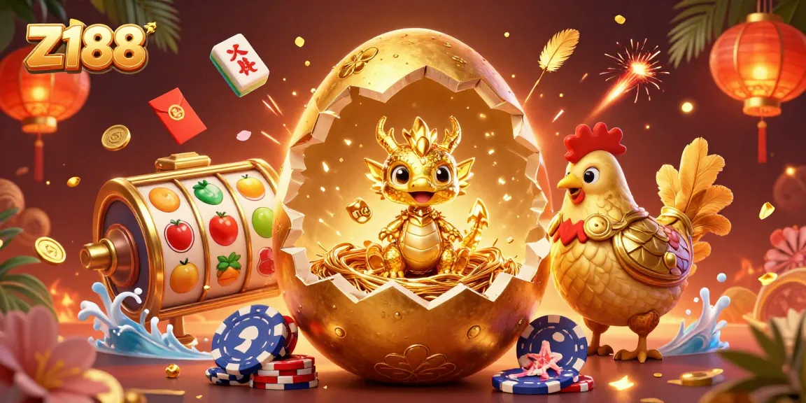 Engage with Z188's thriving casino experience featuring a golden dragon surrounded by vibrant gaming elements.