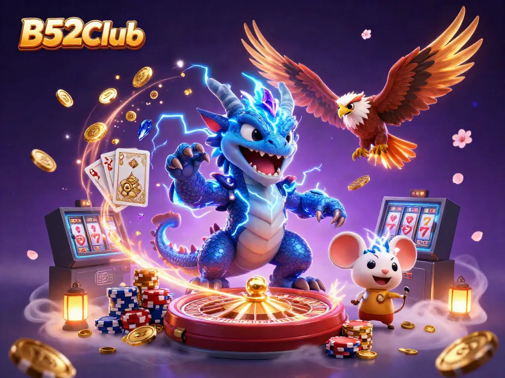 Experience thrilling gaming with B52Club featuring unique characters and dynamic casino elements
