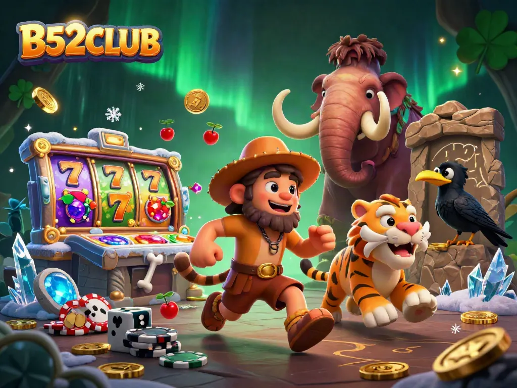 B52CLUB invites players to enjoy a vibrant gaming experience in a 3D illustrated casino.