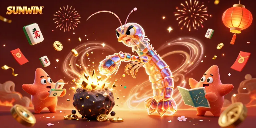 Experience the thrill of SUNWIN with vibrant casino-themed 3D art featuring energetic action and rich details.