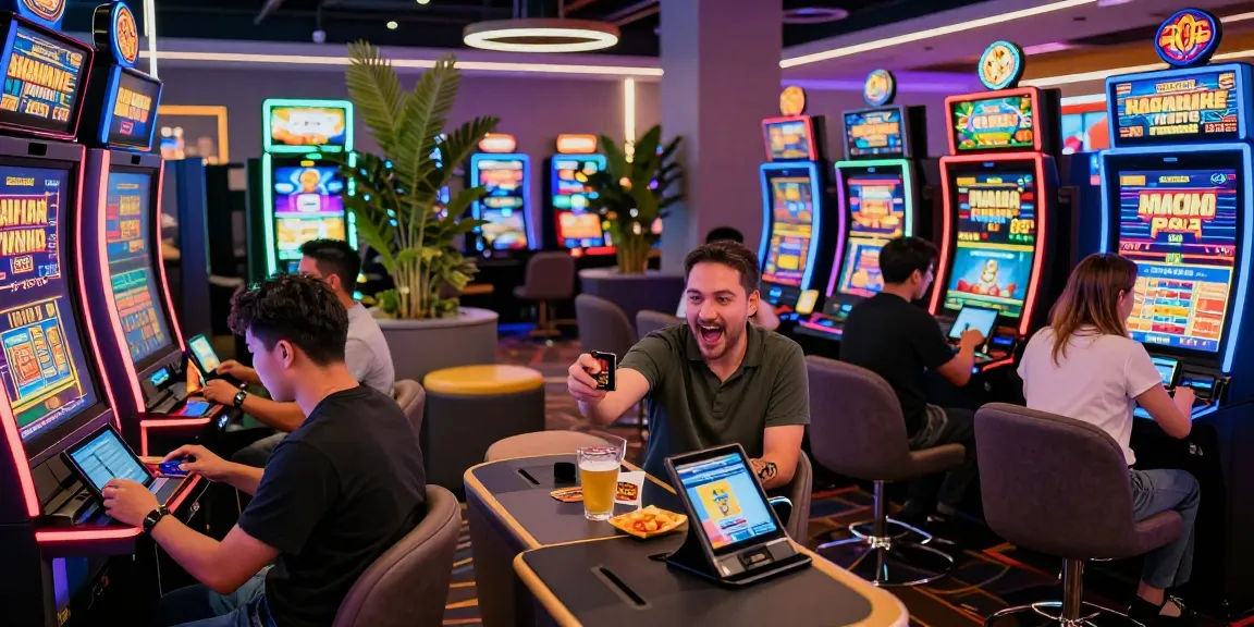 Spieler genießen ihr Erlebnis in einem Paysafe Card Casino und zeigen lebendige Spielelemente und Atmosphäre der Lounge.