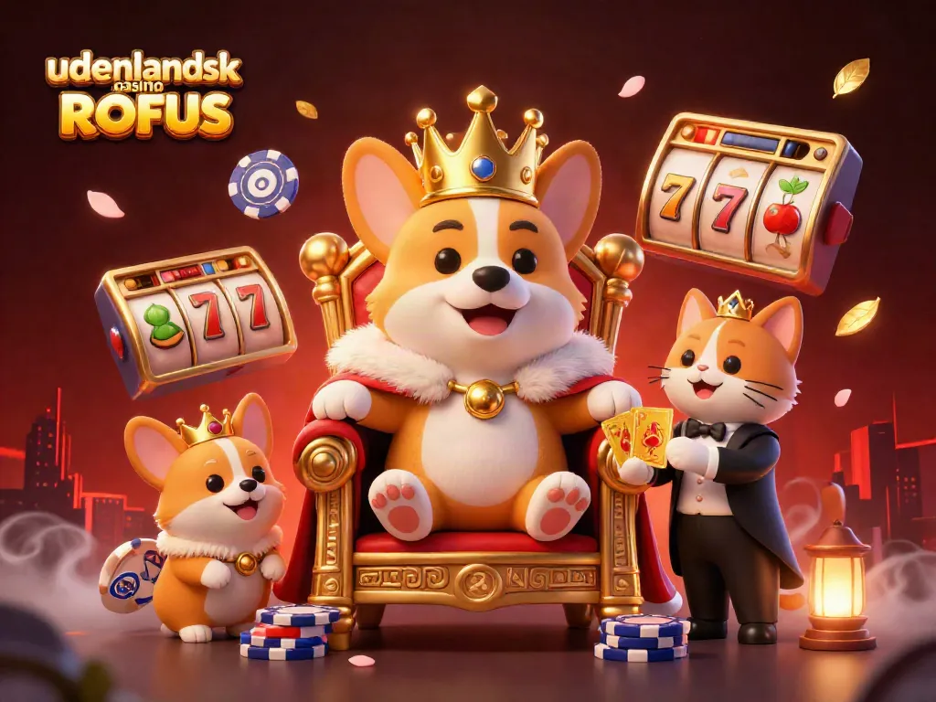 Spin and win at udenlandsk casino uden ROFUS with the royal corgi and vibrant slot reels.