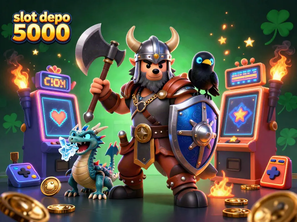 Experience thrilling gameplay with slot depo 5000 in this vibrant 3D casino scene