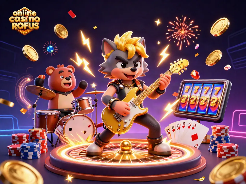 Experience the excitement of an online casino uden ROFUS with vibrant characters and dynamic game elements.