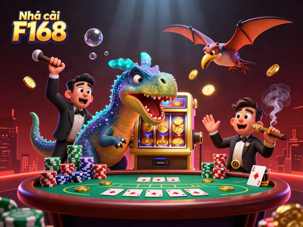 Win big at Nhà cái F168 with a golden slot machine jackpot and vibrant casino action.