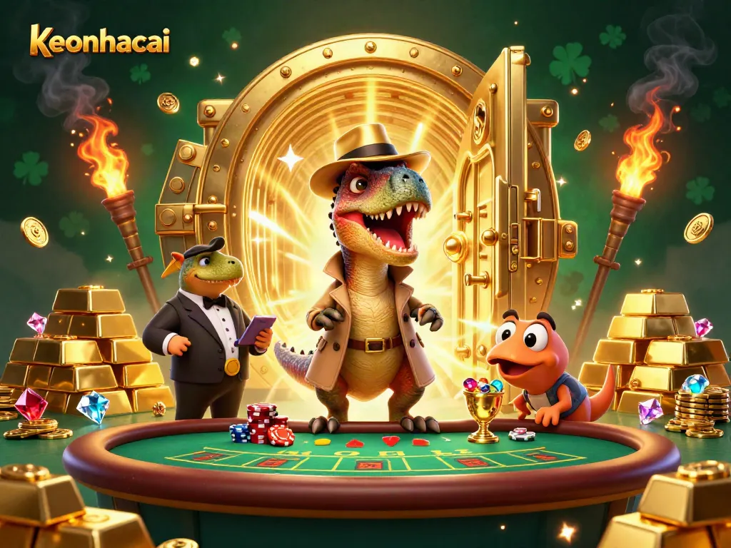 Experience the excitement of keonhacai with a velociraptor at the blackjack table, stealing the thrill!