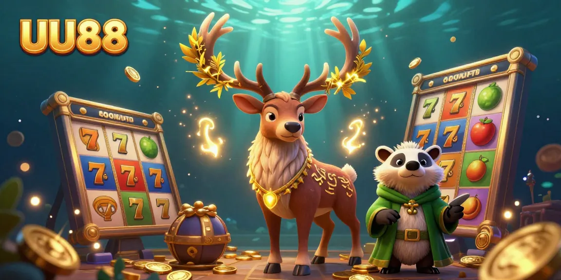 Experience winning strategies with UU88 in this vibrant online casino scene featuring dynamic slot reels.