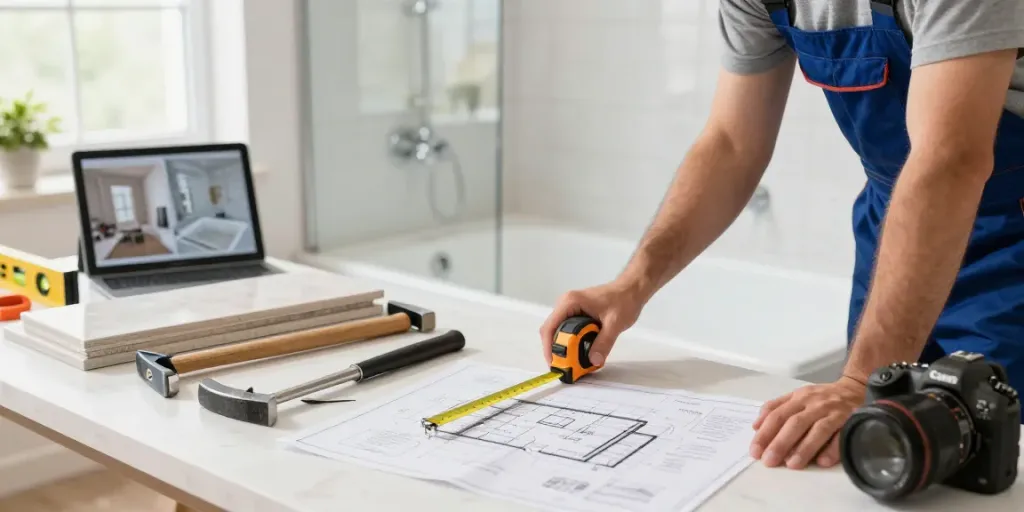 Badumbau Augsburg - Experten bei der Umwandlung von Badewanne zur Dusche mit hochwertigen Materialien und modernem Design.