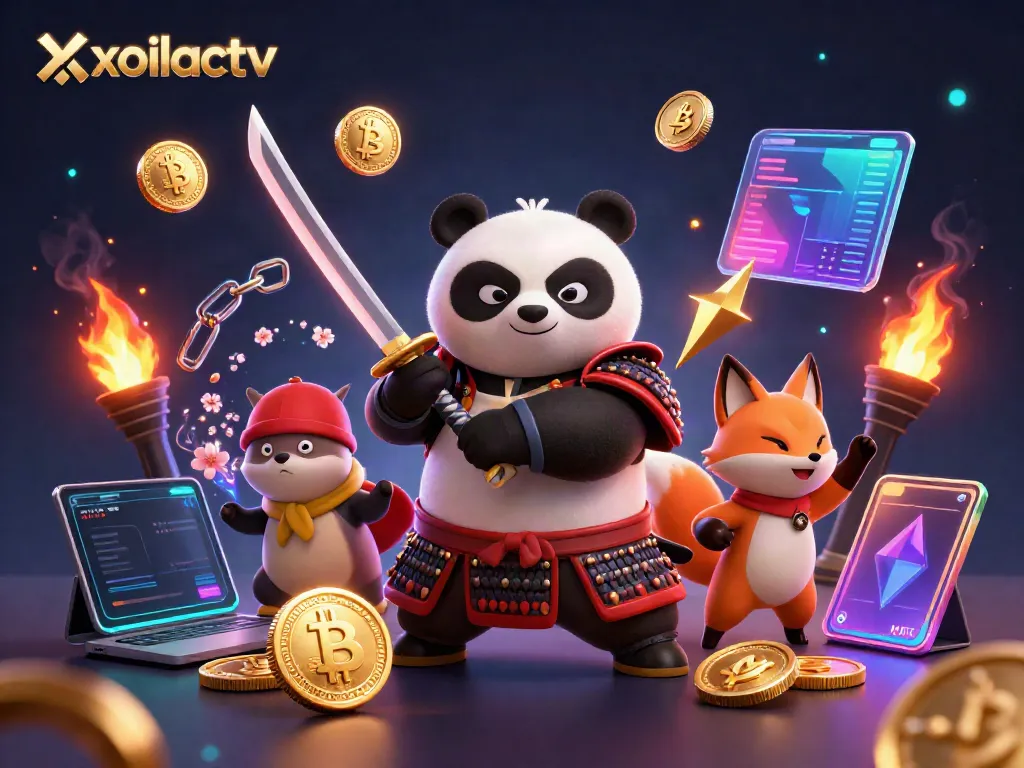 Xoilactv delivers an electrifying experience with a samurai panda, ninja fox, and magical spirit in a dynamic gambling scene.