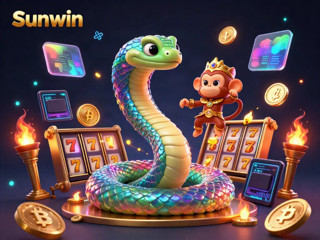 Experience the vibrant world of Sunwin, where the rainbow serpent and monkey king highlight thrilling slot game elements.