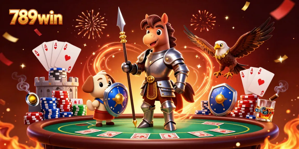 Players celebrate a winning hand at 789win with immersive poker action and vibrant casino elements.