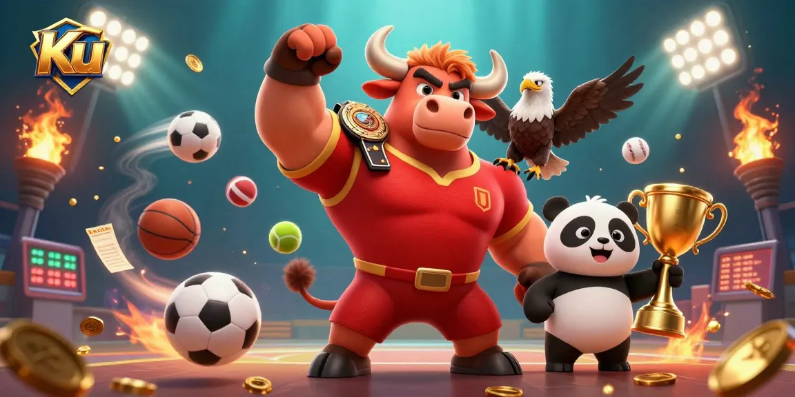 Experience thrilling games at Ku; dynamic 3D casino illustration showcasing victory and excitement!