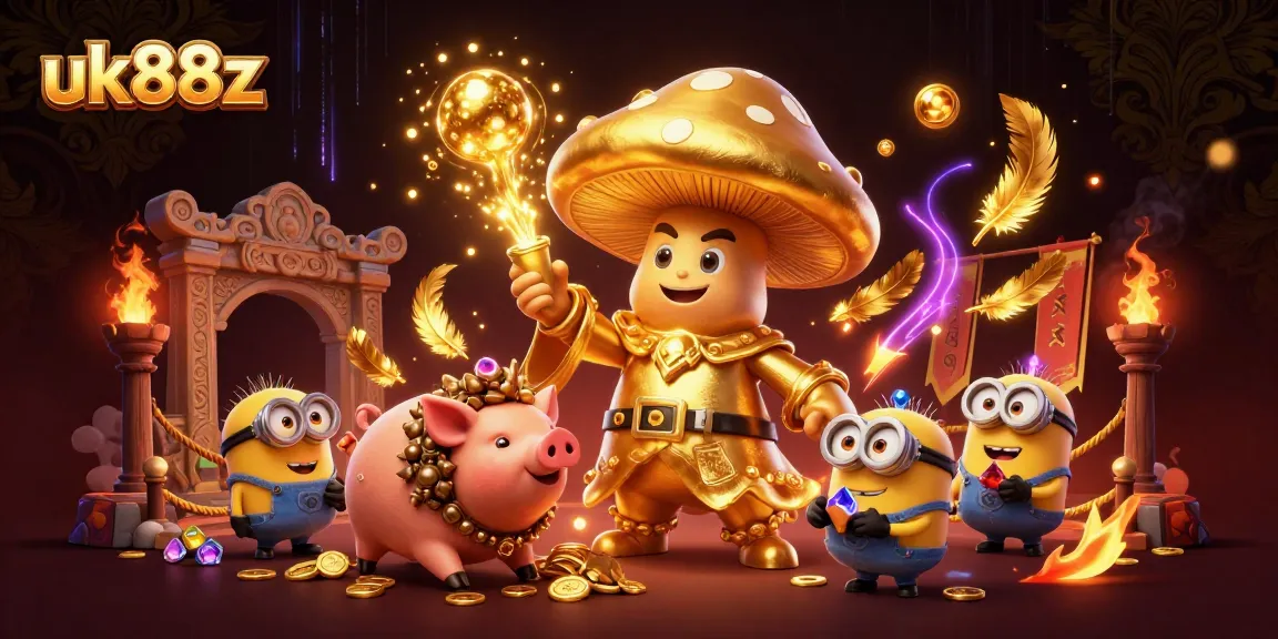 Engage in the uk88z magic of a golden mushroom wizard transforming the casino world.