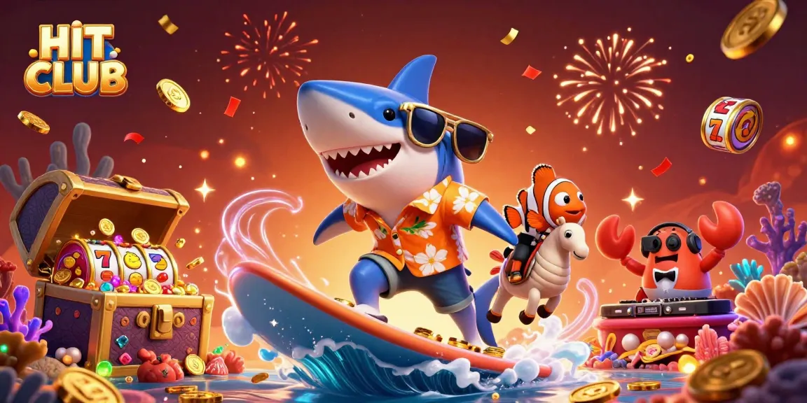 Engage in thrilling gameplay at HIT CLUB, featuring a stylized underwater casino with vibrant characters and exciting elements.