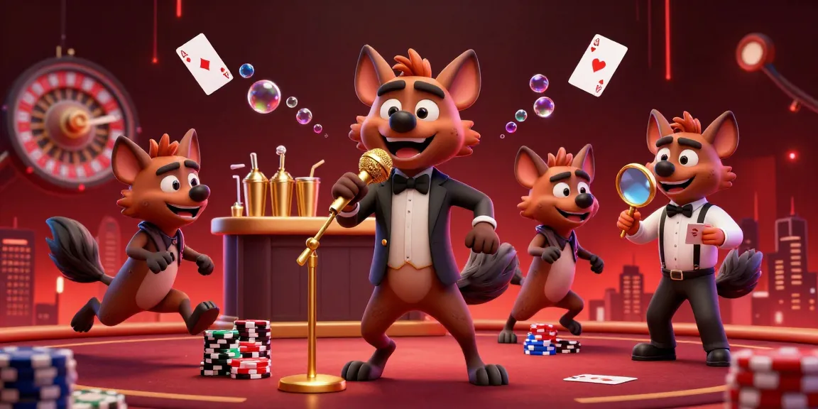Experience the lively comedy casino scene at vebotv with hyenas entertaining and betting.
