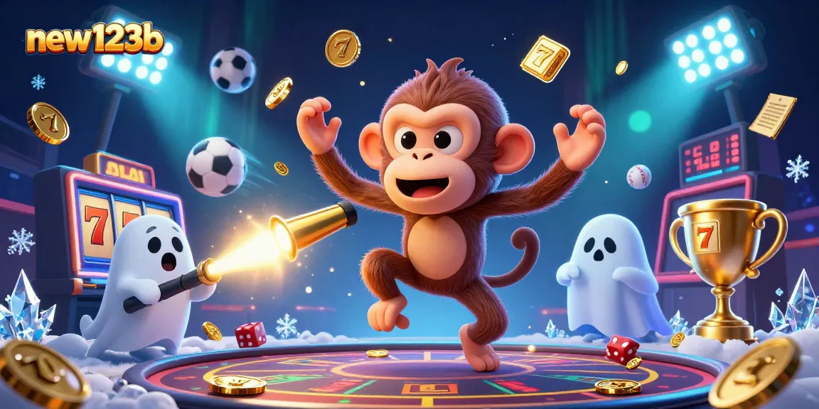 new123b offers exciting gambling dynamics with a ghost-hunter puppy tracking a mischievous monkey in an enchanting casino