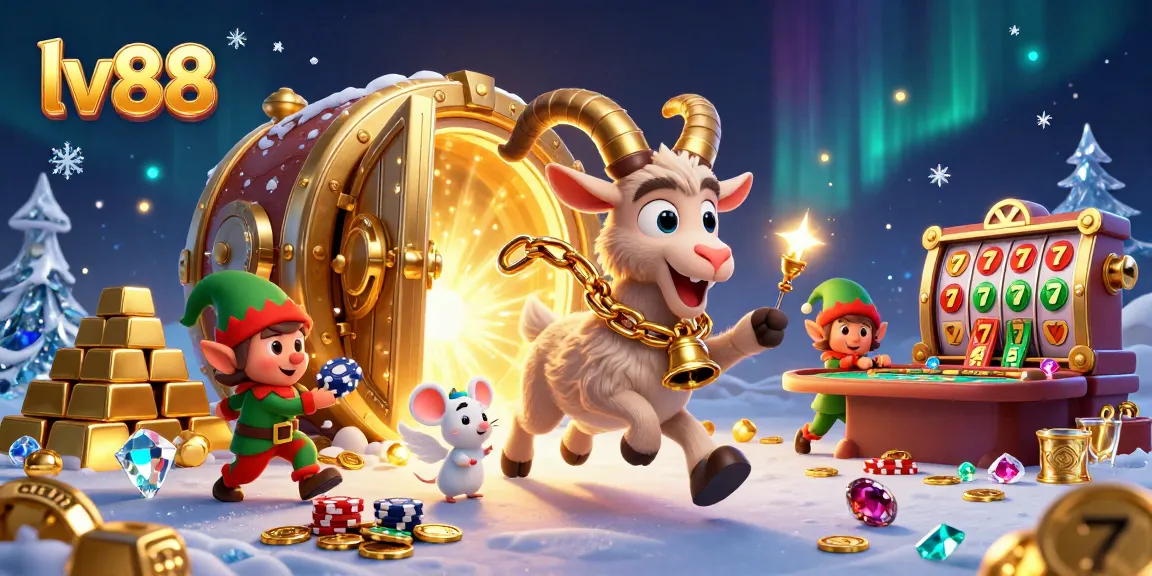 Experience thrilling gameplay at lv88 with a festive 3D casino scene featuring Krampus and playful characters.