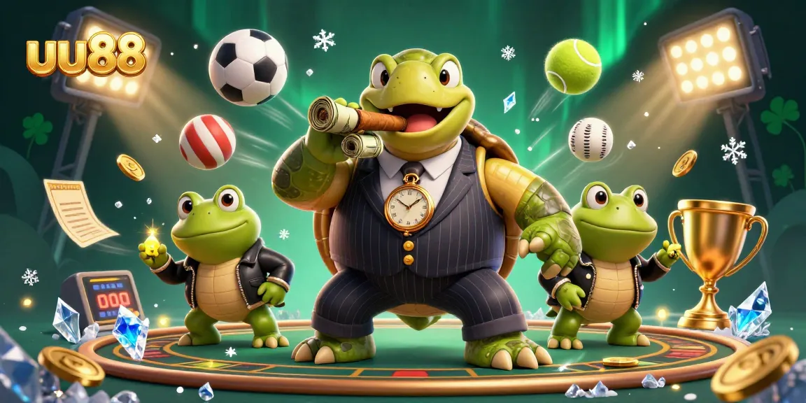 Join the fun at uu88 with a captivating illustration showcasing dynamic sports betting action and engaging casino characters.