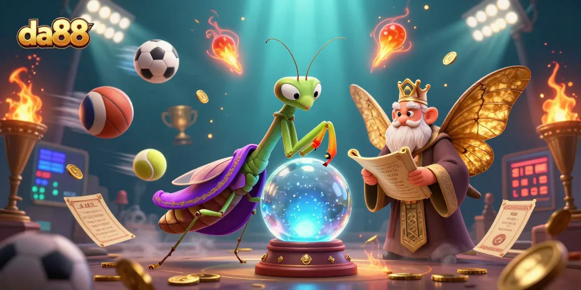 Experience exciting gameplay at da88 with a vibrant illustration of a gambling scene filled with action.