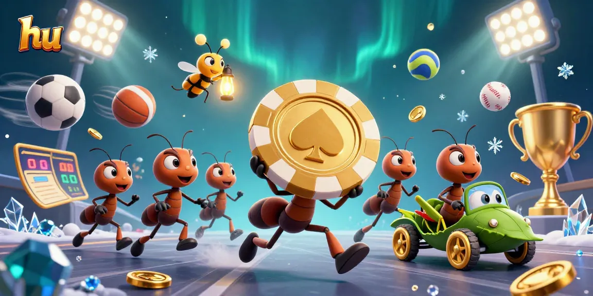 Experience hu and thrilling gambling action with a 3D illustration of ants in a heist, showcasing excitement.