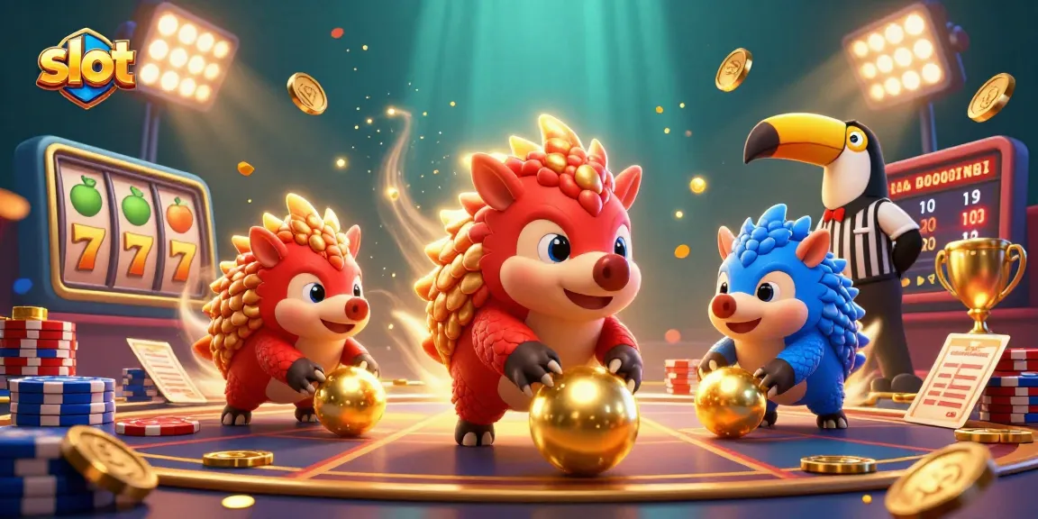 Menangkan jackpot slot dengan pangolins bertanding di kasino virtual yang penuh warna.