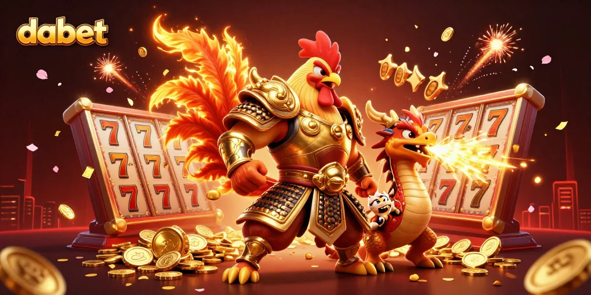 Experience thrilling gaming adventures at Dabet with a dynamic, vibrant casino illustration showcasing roaring wins and jackpot action.
